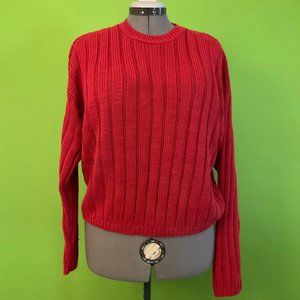 Vintage 80s Esprit Sport Red Ribbed Sweater